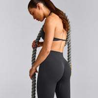 EnhanceLift™ Seamless Leggings with Grey Logo | Coal