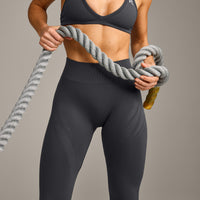 EnhanceLift™ Seamless Leggings with Grey Logo | Coal