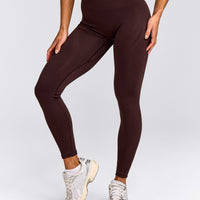 EnhanceLift™ Seamless Leggings with Grey Logo | Plum Brown