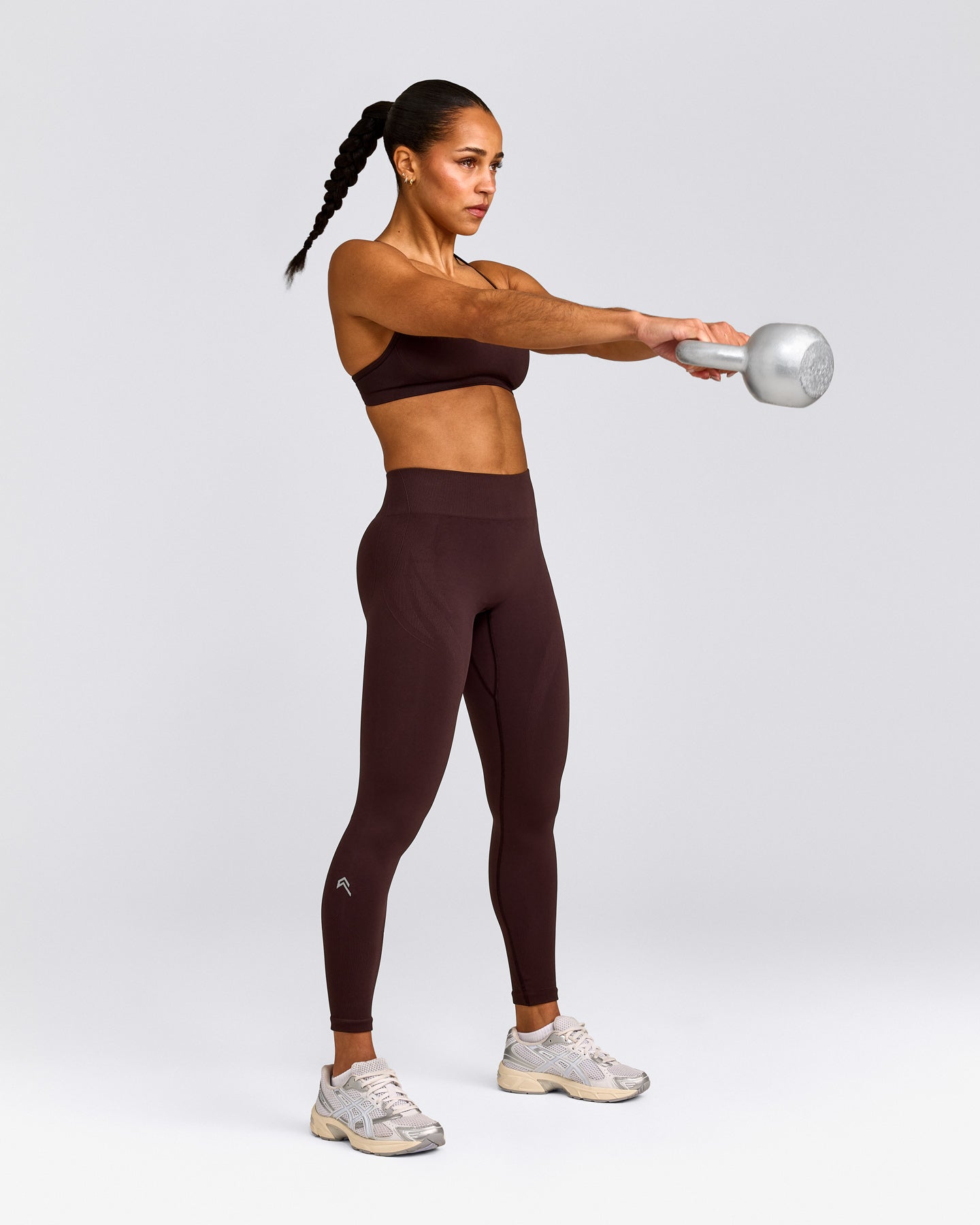 EnhanceLift™ Seamless Leggings with Grey Logo | Plum Brown