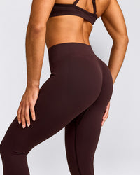EnhanceLift™ Seamless Leggings with Grey Logo | Plum Brown