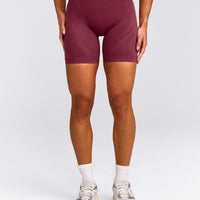 EnhanceLift™ Seamless Shorts with Gray Logo | Burnt Maroon Red