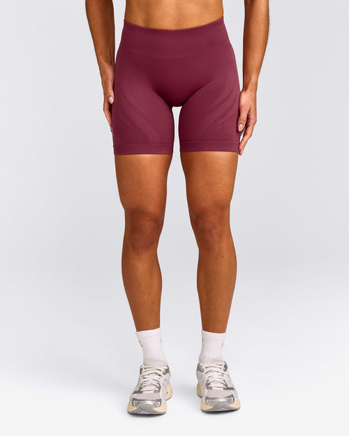 EnhanceLift™ Seamless Shorts with Gray Logo | Burnt Maroon