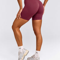 EnhanceLift™ Seamless Shorts with Gray Logo | Burnt Maroon Red