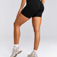 EnhanceLift™ Seamless Shorts with Grey Logo | Black