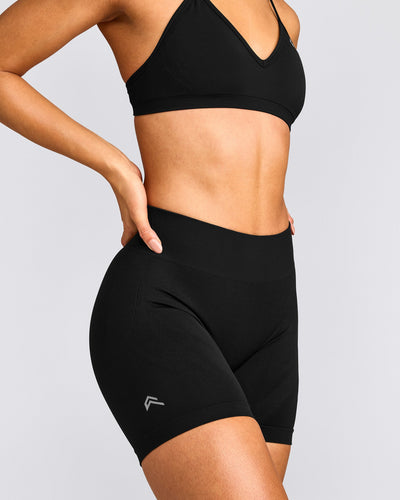 EnhanceLift™ Seamless Shorts with Grey Logo | Black