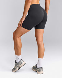 EnhanceLift™ Seamless Shorts with Grey Logo | Coal