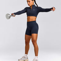 EnhanceLift™ Seamless Shorts with Gray Logo | True Blue