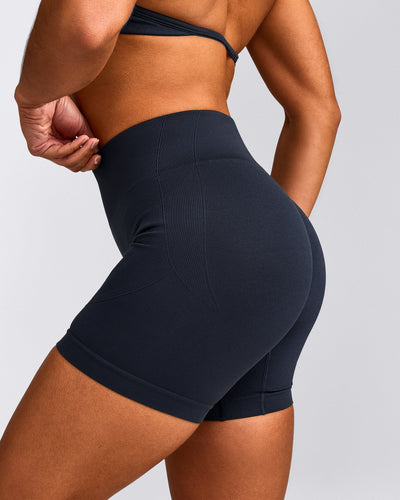 EnhanceLift™ Seamless Shorts with Gray Logo | True Blue