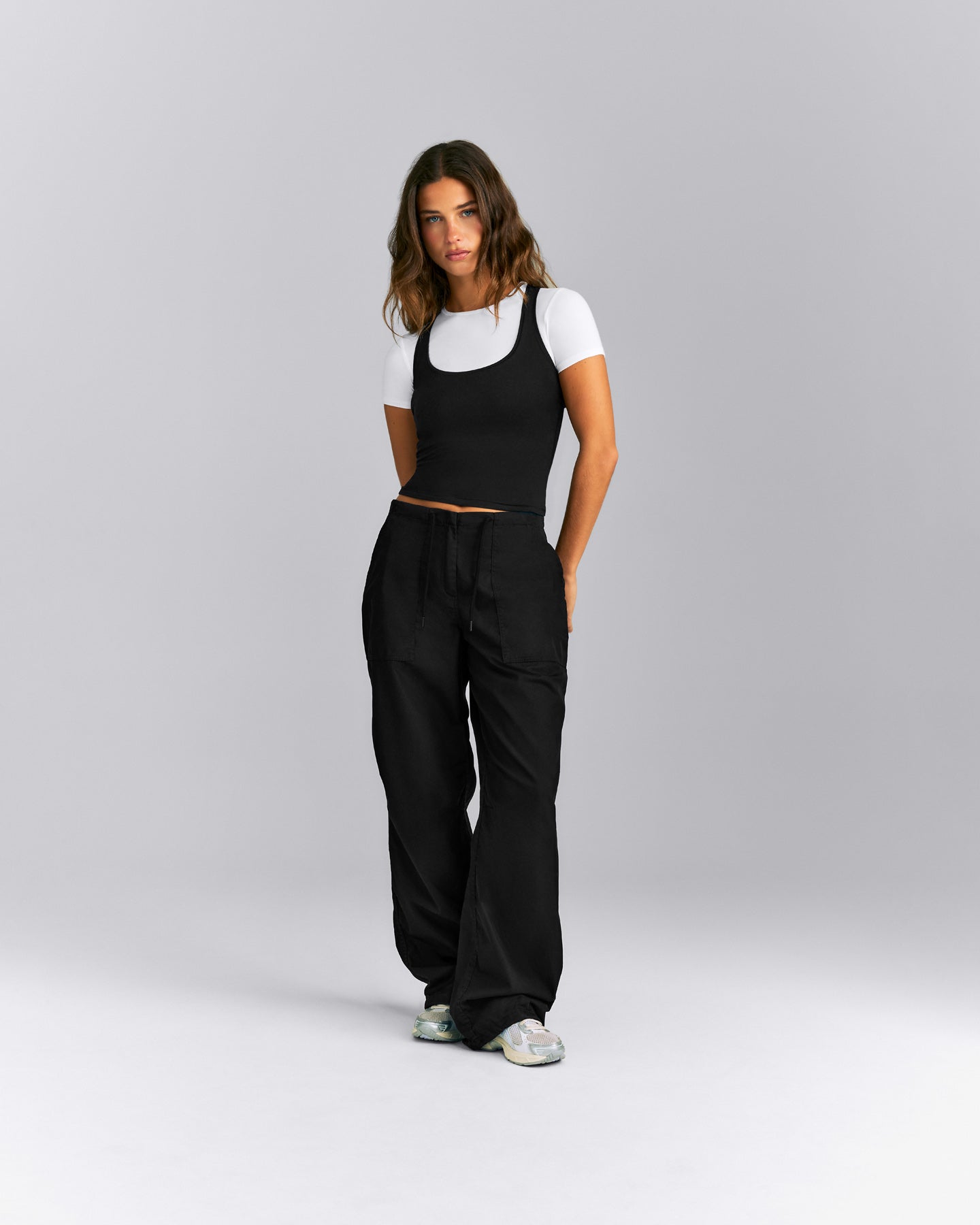 Fitted Cotton Racer Tank | Black
