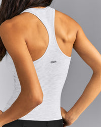 Fitted Cotton Racer Tank | Light Gray Marl