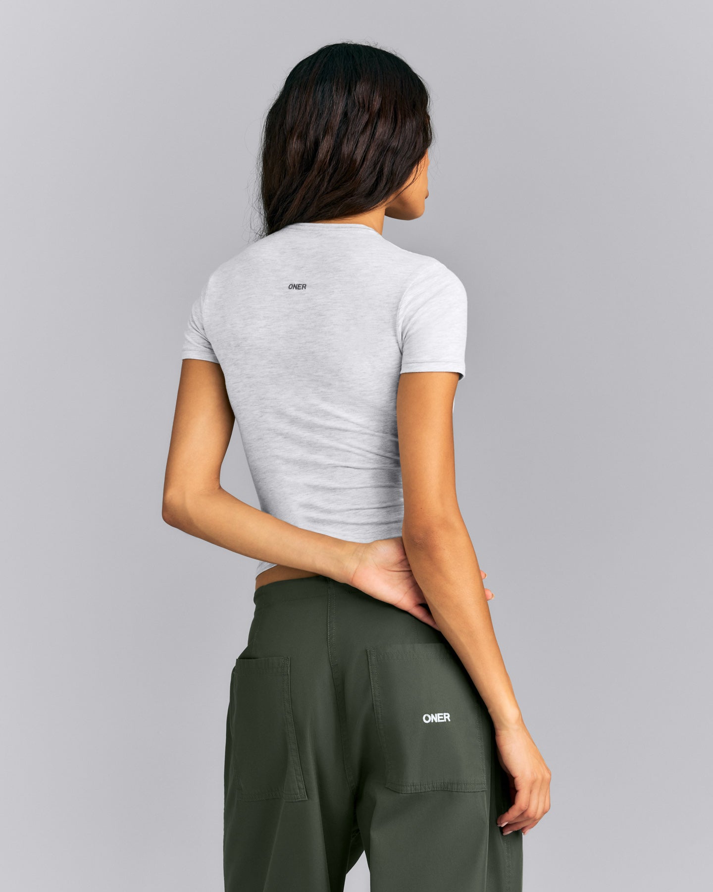 Fitted Cotton Short Sleeve Crew Neck T-Shirt | Light Gray Marl