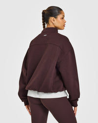 Foundations 1/4 Zip Sweatshirt with Grey Logo | Plum Brown