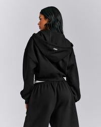 Foundations All Season Cropped Zip Up Hoodie | Black