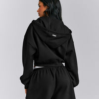 Foundations All Season Cropped Zip Up Hoodie | Black