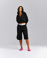 Foundations All Season Cropped Zip Up Hoodie | Black