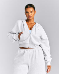 Foundations All Season Cropped Zip Up Hoodie New Branding | Gray Marl