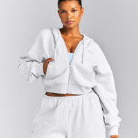 Foundations All Season Cropped Zip Up Hoodie New Branding | Gray Marl