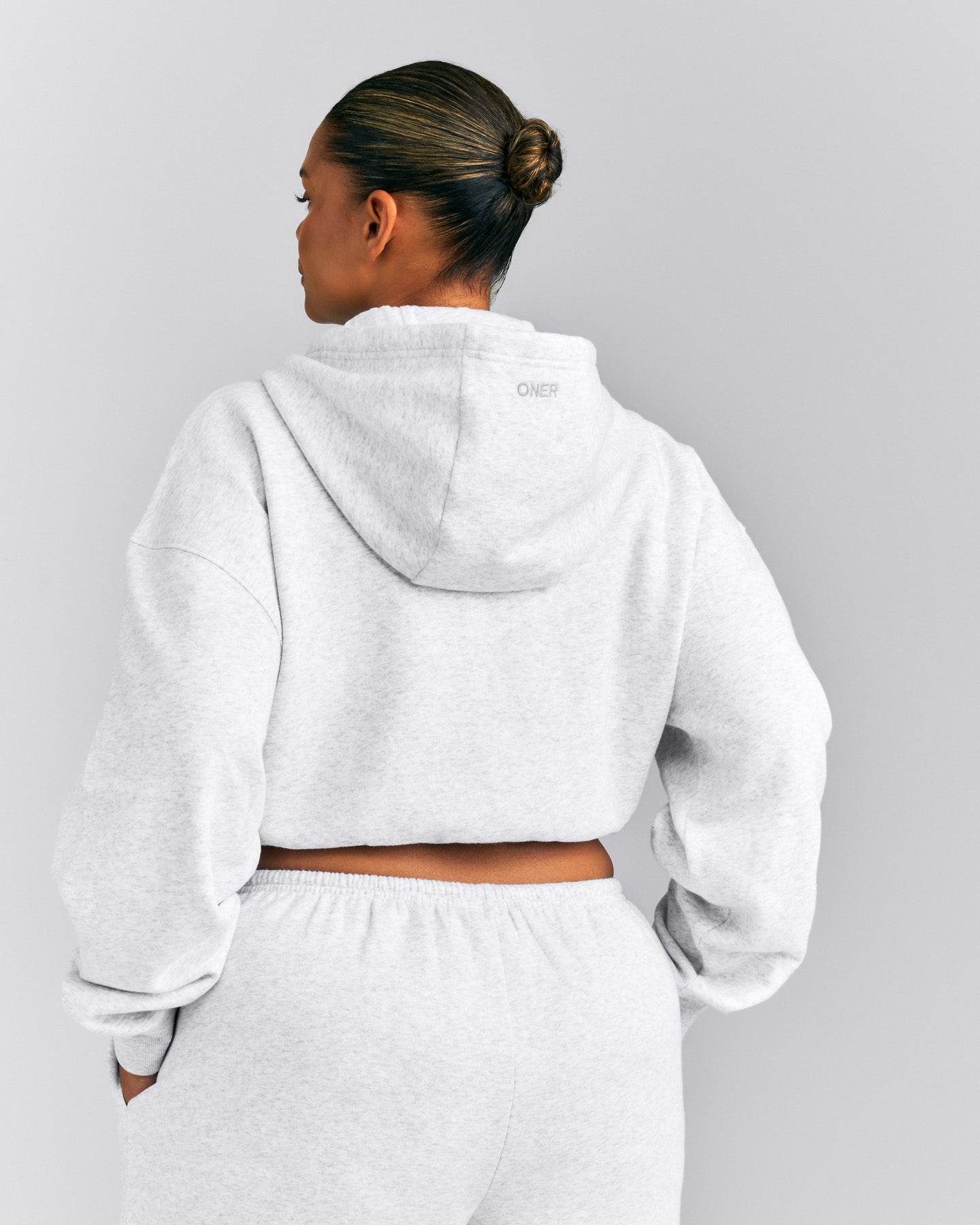 Foundations All Season Cropped Zip Up Hoodie New Branding | Gray Marl