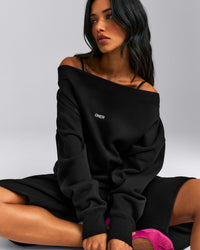 Foundations All Season Crossover Boat Neck Sweatshirt New Branding | Black