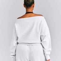 Foundations All Season Crossover Boat Neck Sweatshirt | Gray Marl