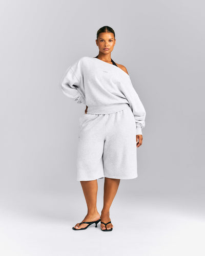 Foundations All Season Crossover Boat Neck Sweatshirt | Gray Marl