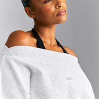 Foundations All Season Crossover Boat Neck Sweatshirt | Gray Marl