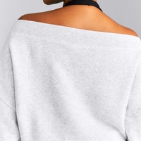 Foundations All Season Crossover Boat Neck Sweatshirt | Gray Marl