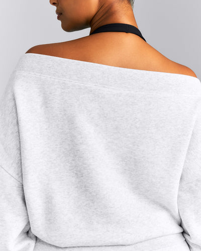 Foundations All Season Crossover Boat Neck Sweatshirt | Gray Marl