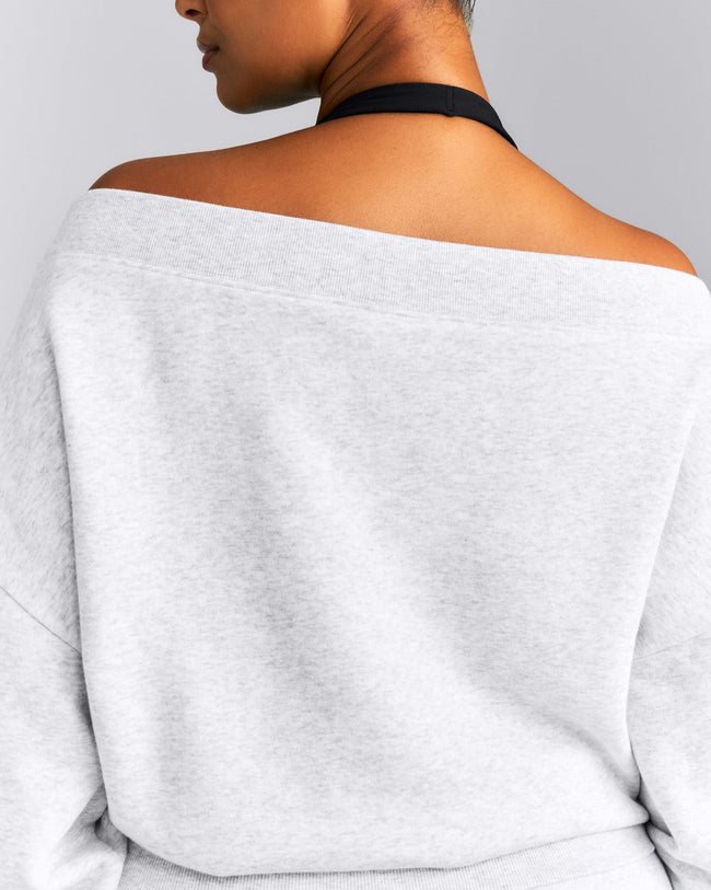 Foundations All Season Crossover Boat Neck Sweatshirt | Gray Marl