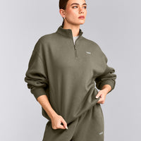 Foundations Cosy 1/4 Zip Sweatshirt | Alpine Green