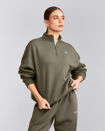 Foundations Cosy 1/4 Zip Sweatshirt | Alpine Green