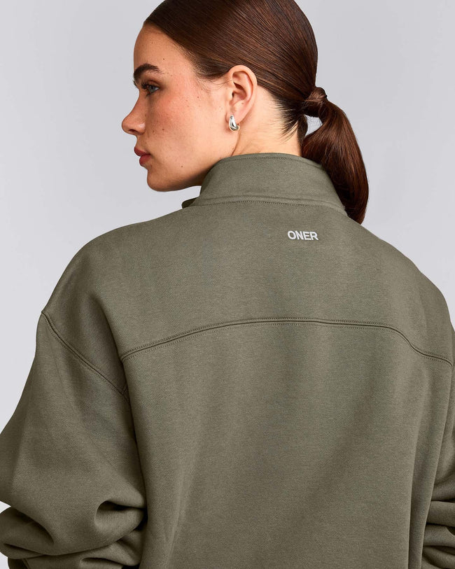 Foundations Cosy 1/4 Zip Sweatshirt | Alpine Green