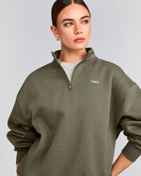 Foundations Cosy 1/4 Zip Sweatshirt | Alpine Green