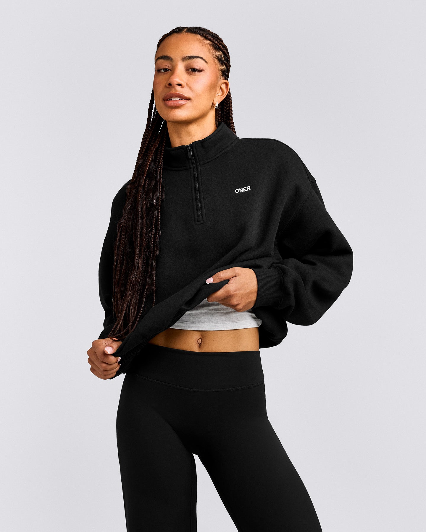 Foundations Cosy 1/4 Zip Sweatshirt | Black