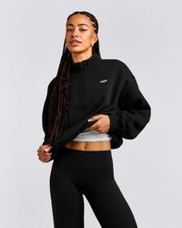 Foundations Cosy 1/4 Zip Sweatshirt | Black