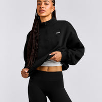 Foundations Cosy 1/4 Zip Sweatshirt | Black