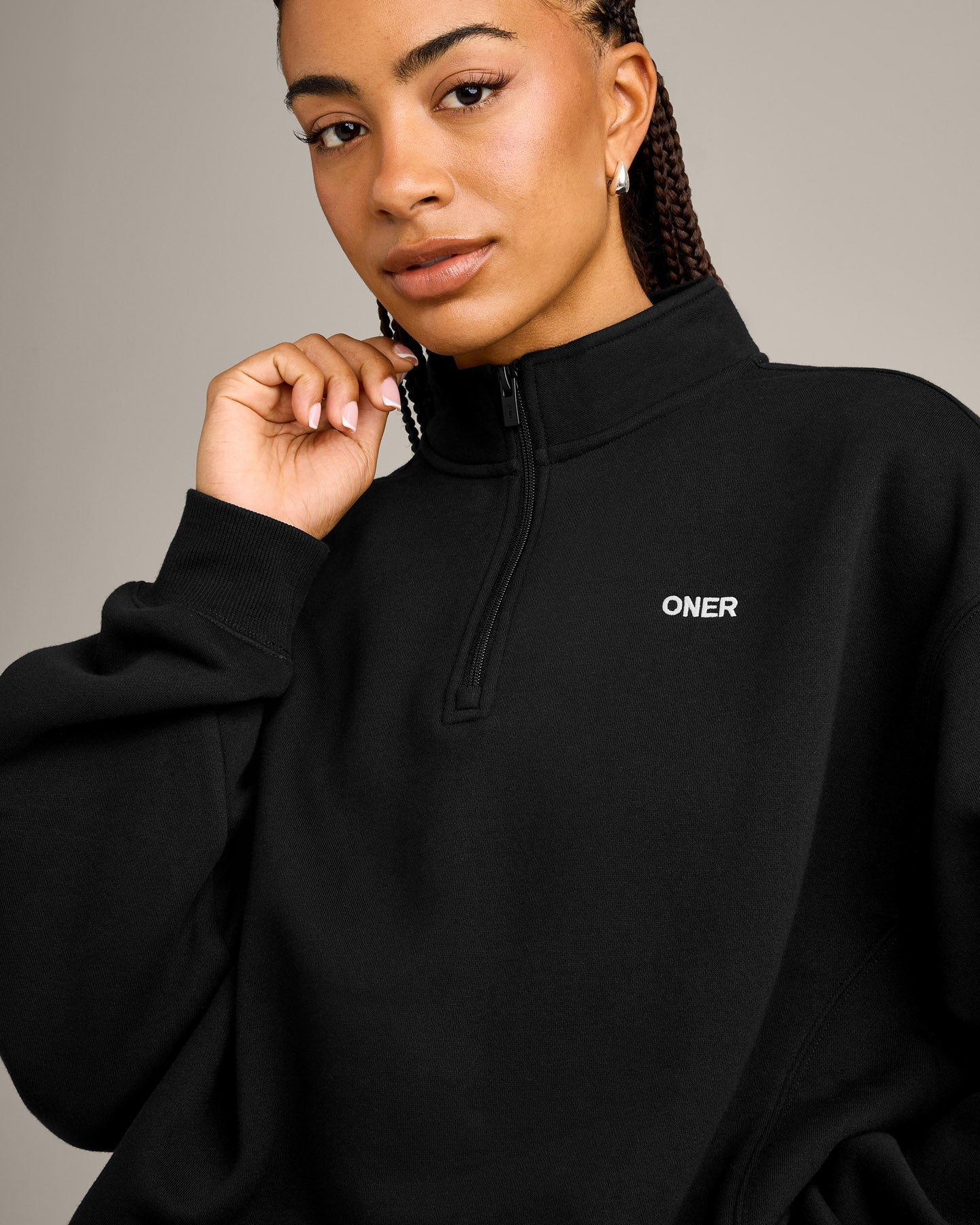 Foundations Cosy 1/4 Zip Sweatshirt | Black