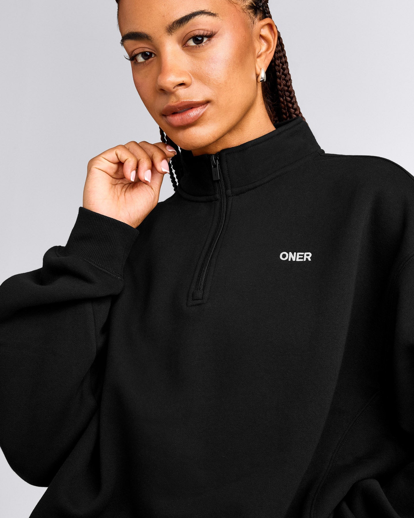 Foundations Cosy 1/4 Zip Sweatshirt | Black