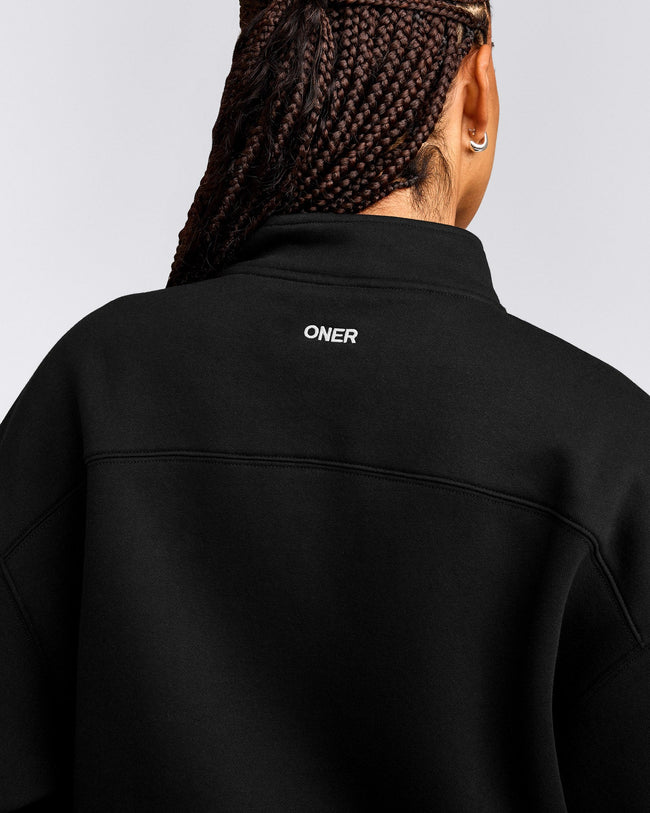 Foundations Cosy 1/4 Zip Sweatshirt | Black