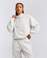 Foundations Cosy 1/4 Zip Sweatshirt | Light Grey Marl