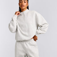Foundations Cosy 1/4 Zip Sweatshirt | Light Grey Marl