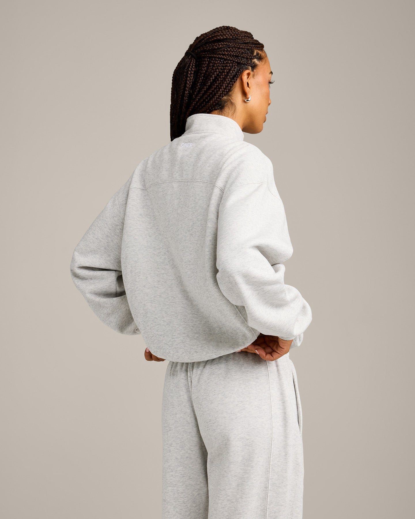 Foundations Cosy 1/4 Zip Sweatshirt | Light Grey Marl