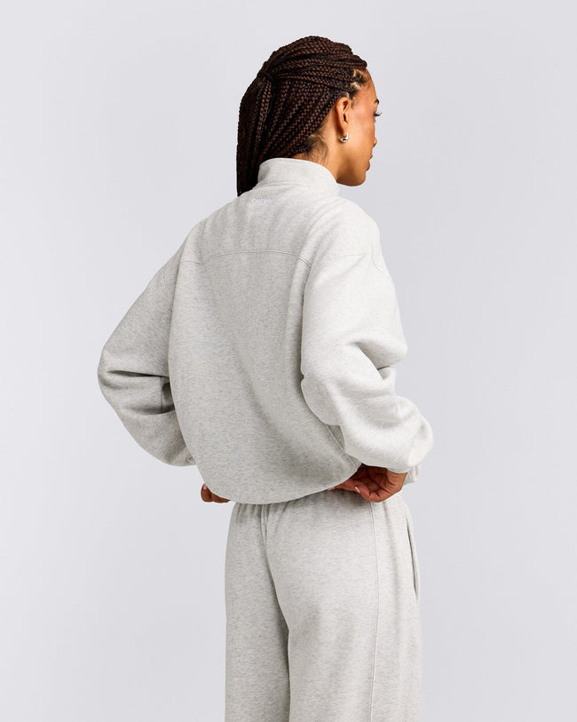 Foundations Cosy 1/4 Zip Sweatshirt | Light Grey Marl