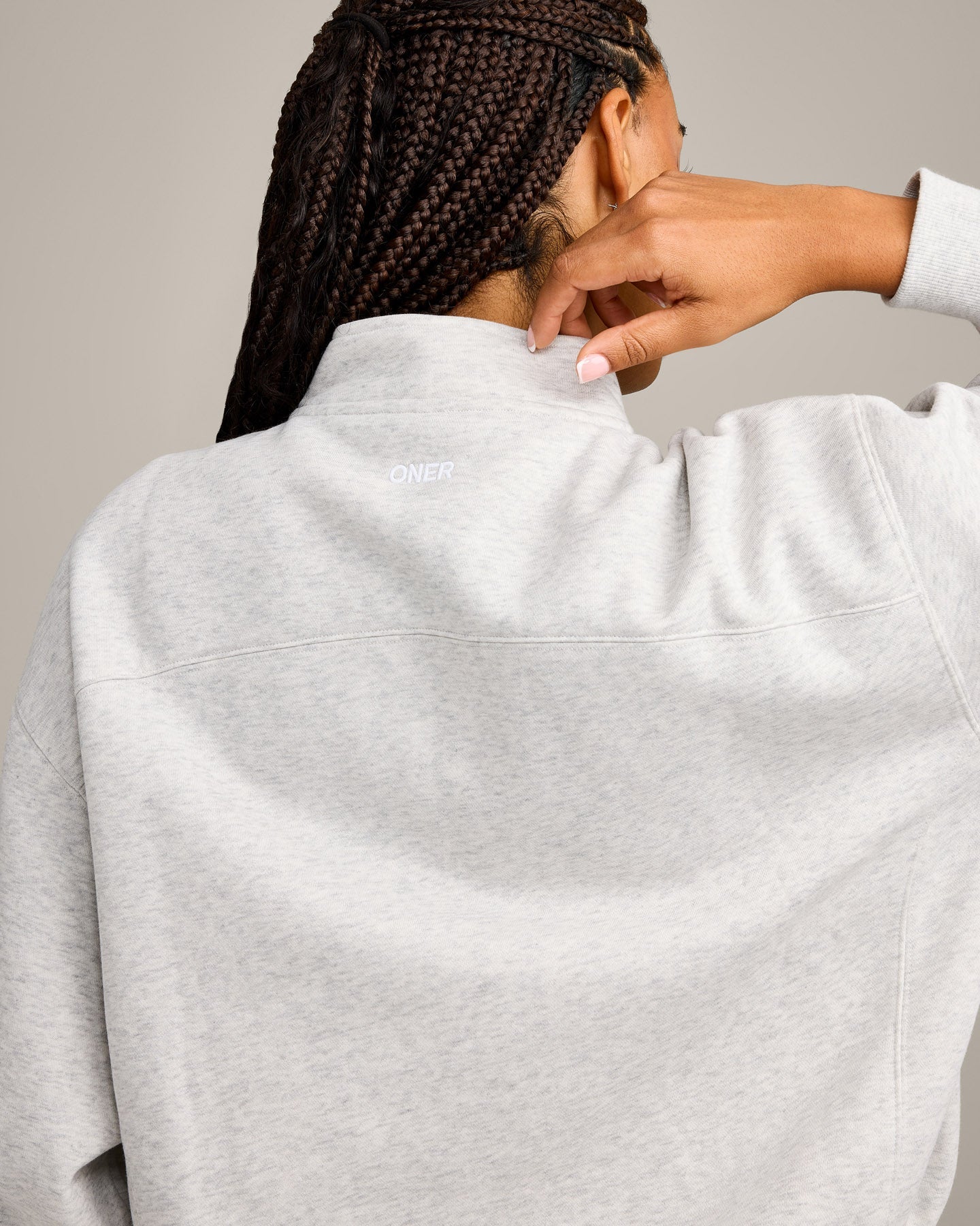 Foundations Cosy 1/4 Zip Sweatshirt | Light Grey Marl