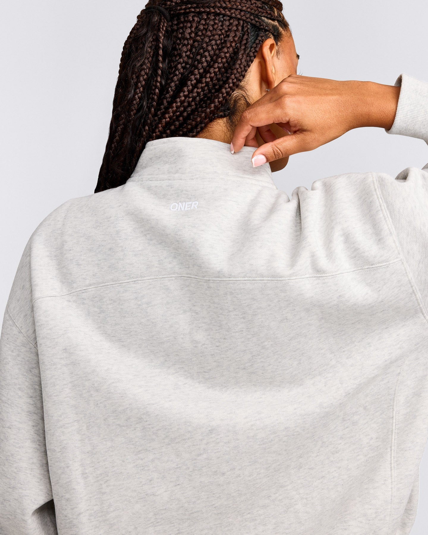 Foundations Cosy 1/4 Zip Sweatshirt | Light Grey Marl