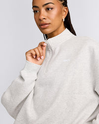 Foundations Cosy 1/4 Zip Sweatshirt | Light Grey Marl