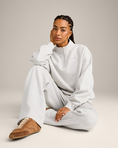 Foundations Cosy 1/4 Zip Sweatshirt | Light Grey Marl