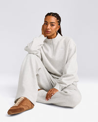 Foundations Cosy 1/4 Zip Sweatshirt | Light Grey Marl