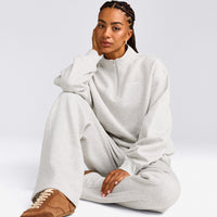 Foundations Cosy 1/4 Zip Sweatshirt | Light Grey Marl